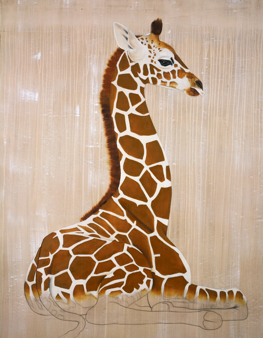 HOTEL FAIRMONT MONACO peinture-animalière-girafe-de-rothschild-extinction-protégé-disparition Thierry Bisch artiste peintre contemporain animaux tableau art  nature biodiversité conservation  